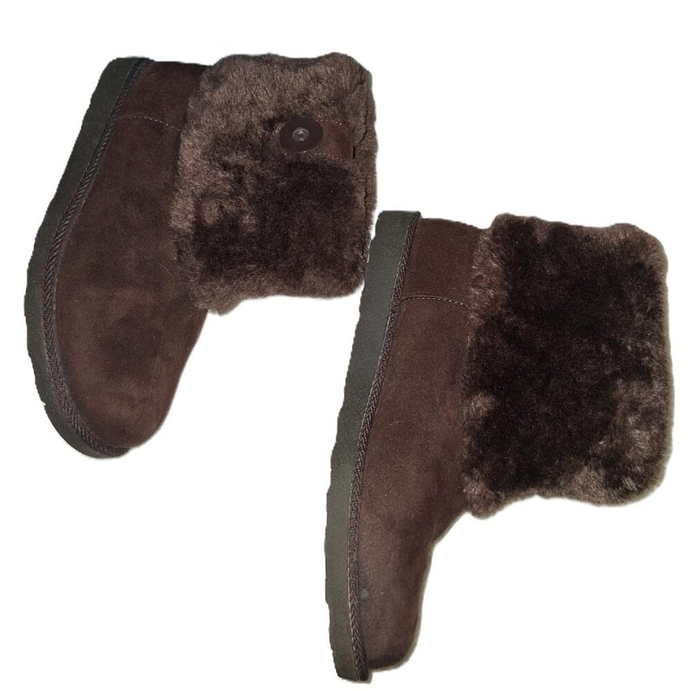 Arizona Brown Faux Suede Ankle Boots w/ Faux Fur Cuff | Women’s 7M - Picture 3 of 12
